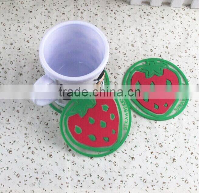 plastic soft pvc apple shape coaster