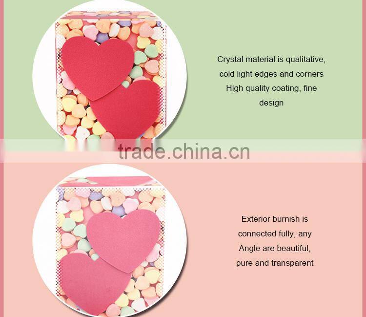Manufacturer supply Fashion sublimation crystal love photo frame for wedding gift