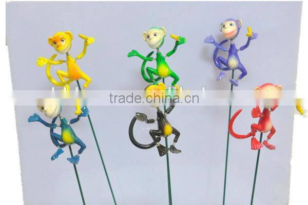 4 Inch Decorative Monkey with Umbrella Outdoor Yard Plastic Garden Animals Sticks