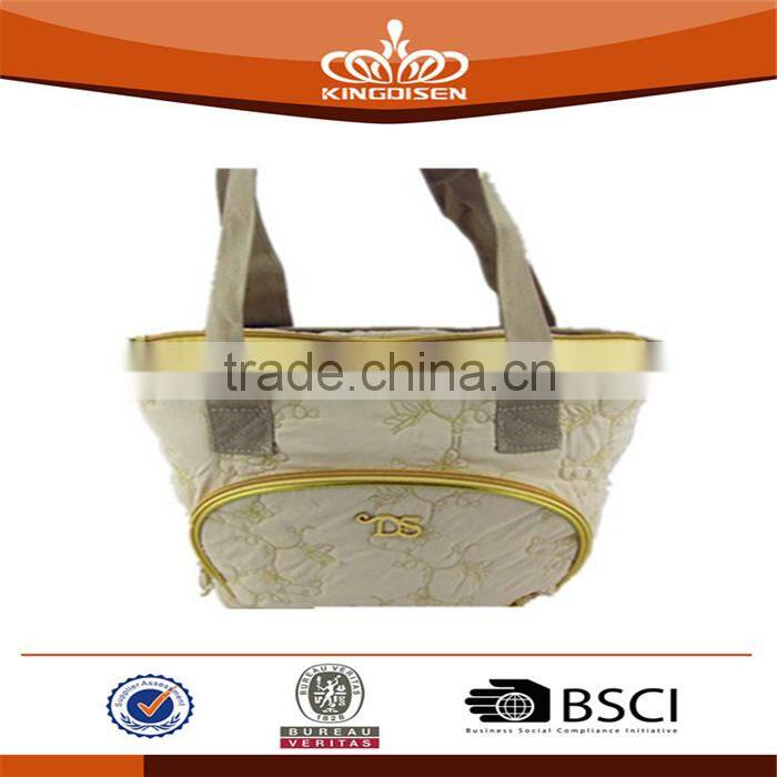 beige women pretty garment fabric hand bag