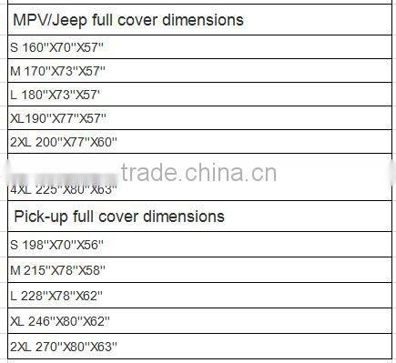 hot sell snow proof car cover with different size and customed printing logo