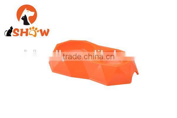 New arrival pet diamond slice surface dual two bowl feed bowl PP material