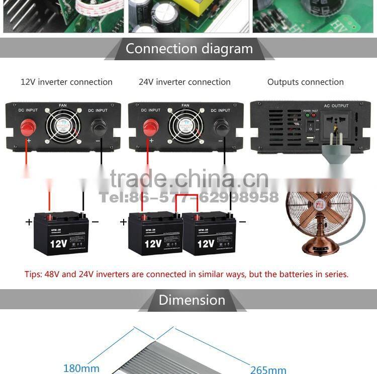 Professional manufacturer modified wave inverter 1500 watt DC 24v to AC 110v /220v OPIM -1500 high frequency power inverter