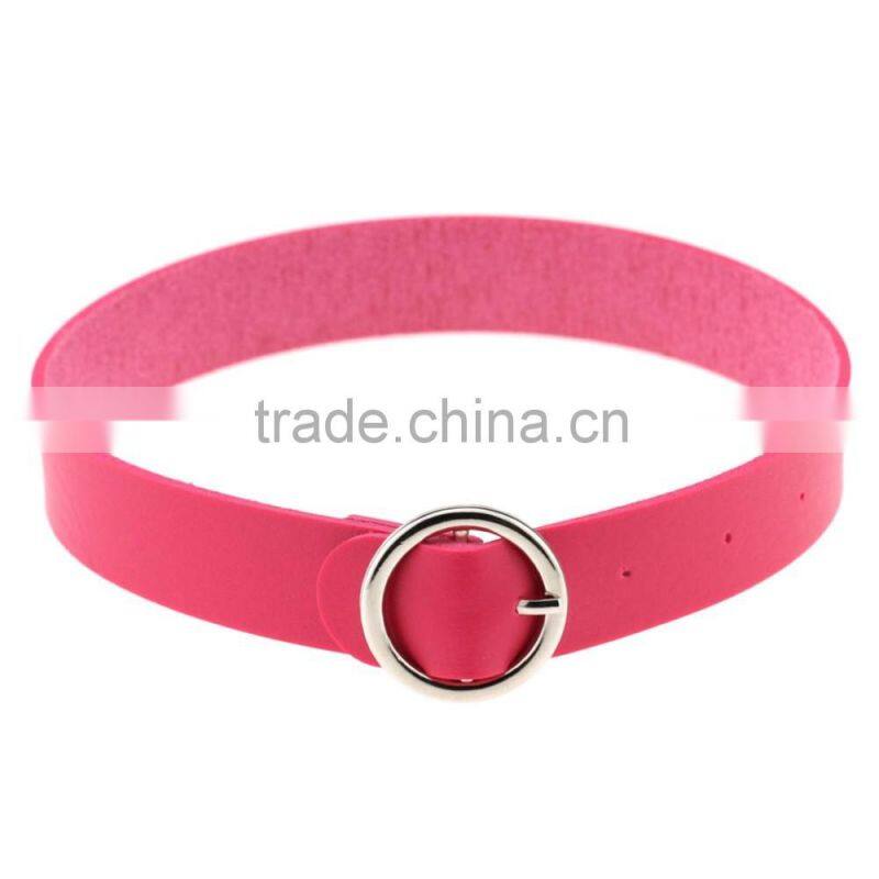 Hot Sexy Women Bijouterie Collar Punk Round Chain Goth Choker Harajuku Vintage PU Leather Neck Collar Maxi Necklaces Jewelry
