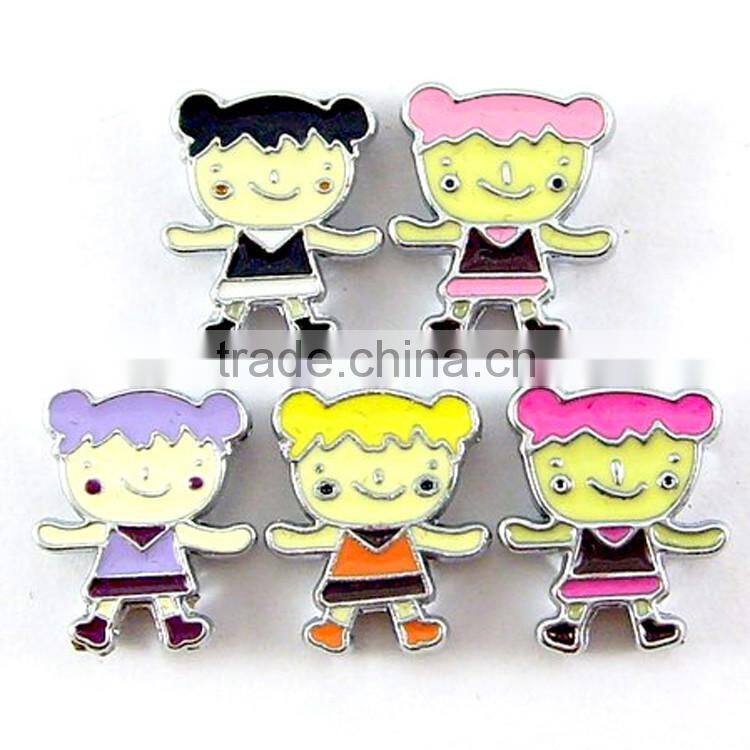 2015 DIY Enamel Colorful Girls 8mm Slide Charms Cartoon Beads Wholesale