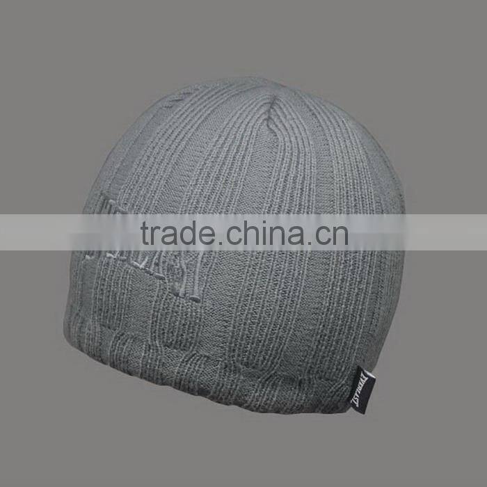 CHARACTER GREY EMBROIDERY BEANIE HATS WHOLESALE WITH WOVEN LABEL
