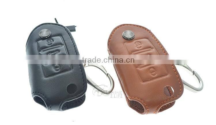 Car Genuine Leather Key Cover Case 3 button Smart For Volkswagen VW Jetta MK6 Tiguan Passat Golf POLO CC 012