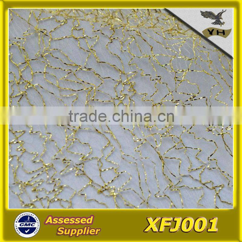 polyester irregular mesh fabric with gold design or silver design