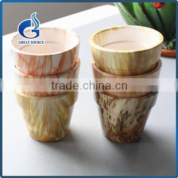 New Imitated stone style finsh flower pot with flamble glazed ceramic