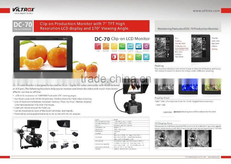 Viltrox DC-70 7 inch 1280P Field monitor for Camera DSLR Camcorder
