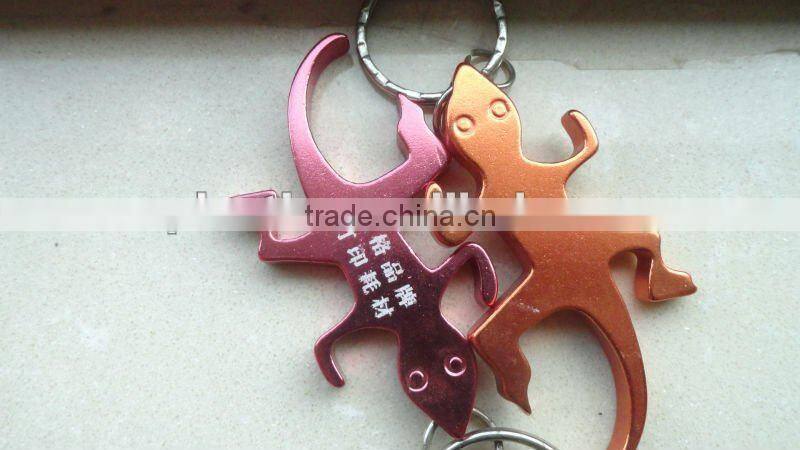 promotional keychain gekko shapped aluminium beer bottle opener
