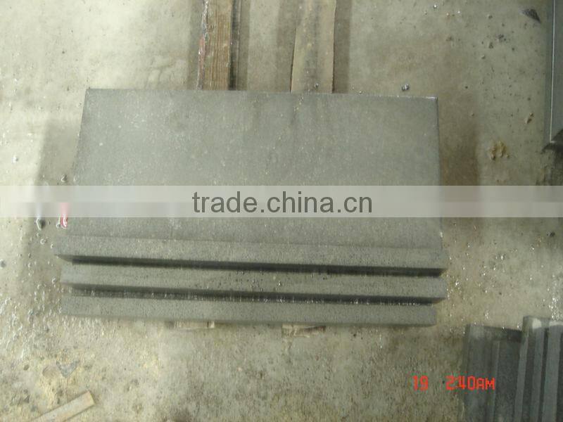 Black basalt steps with non-slip grooves