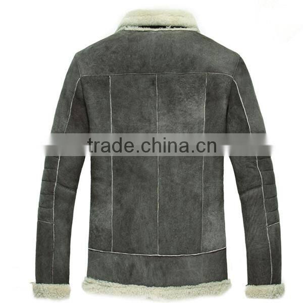 Sheepskin Shearling with Lamb Fur Collar Leather Jacket For Women