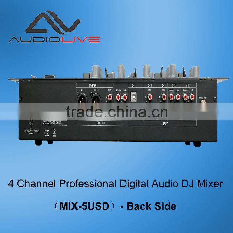 4 Channel Professional pioneer Digital Audio DJ Mixer player MIX-5USD