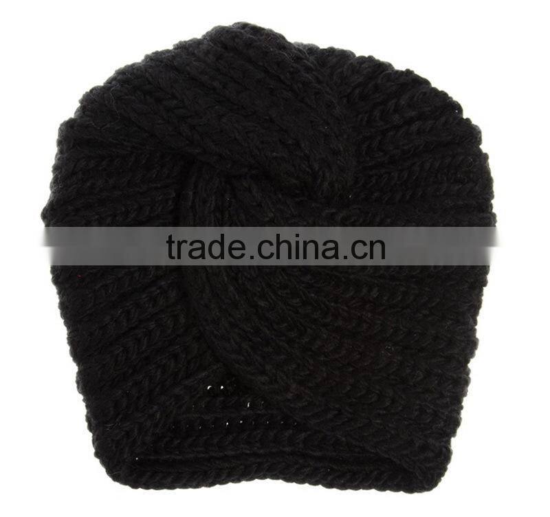 black knit turban hat/women turban hat/fashion winter turban hat