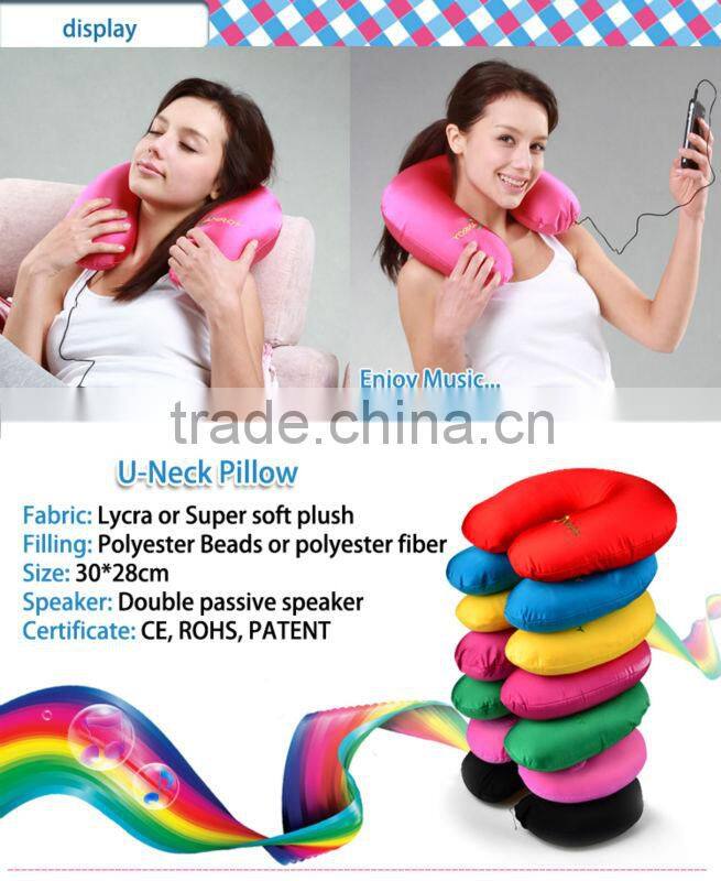 Promotional Item Speaker Neck pillow -embroidery designs Polystyrene beads filling