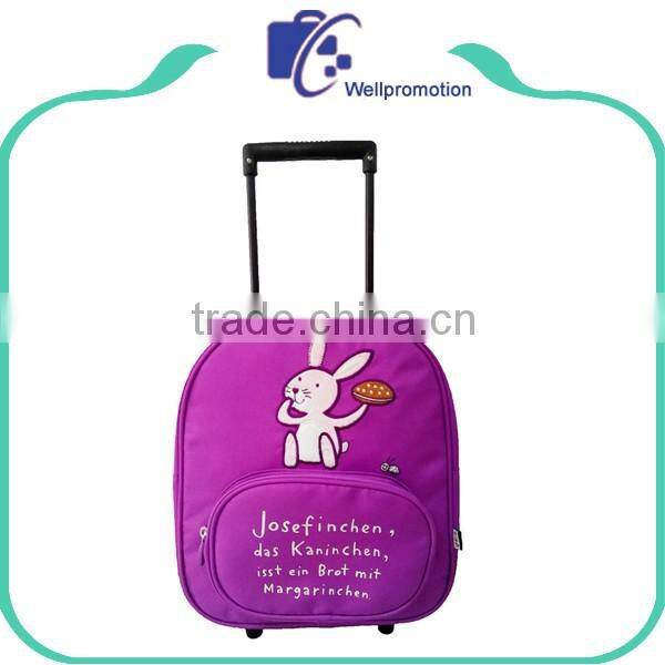 Wellpromotion colorful kids school trolley bag for girls