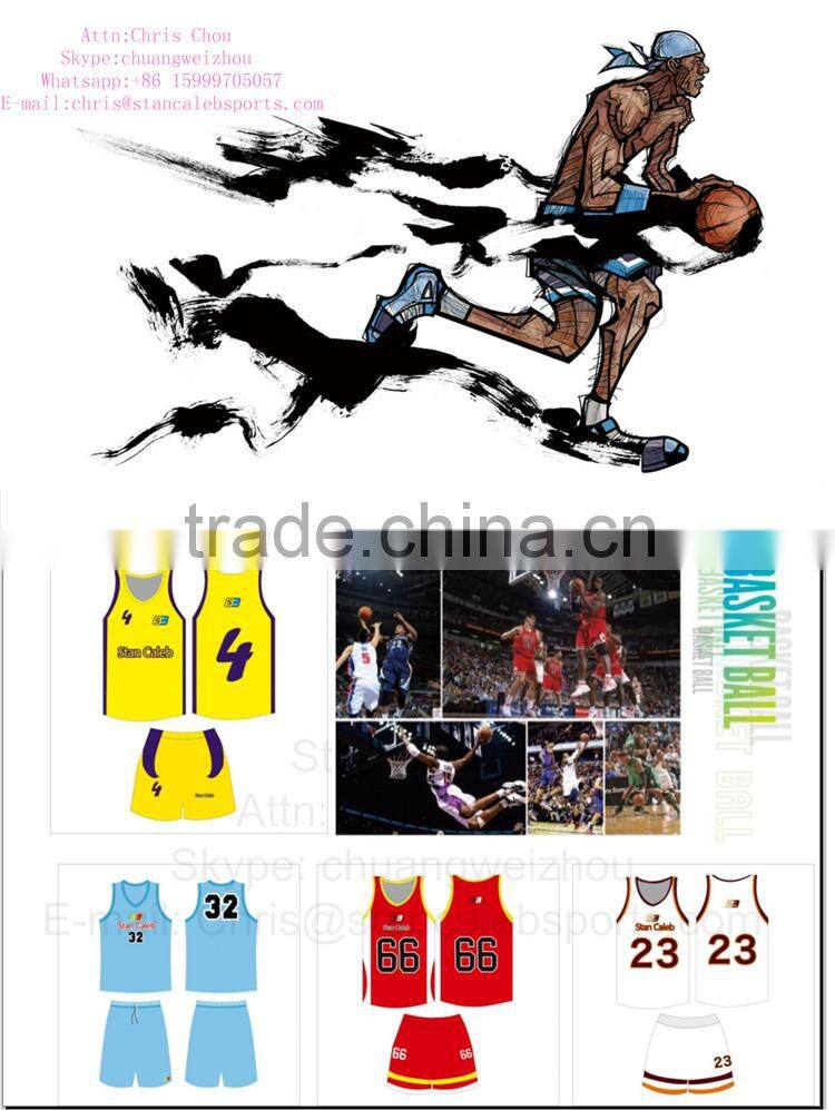 Stan Caleb Professional custom cheap Full Sublimation reversible basketball jersey/basketball uniform design