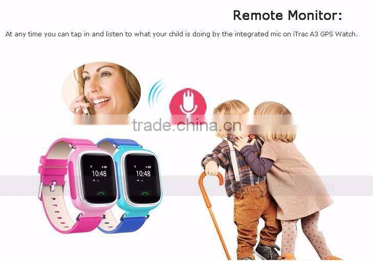 child watch phone manufacture A3 sos geo fence gps tracker watch with gsm sim slot