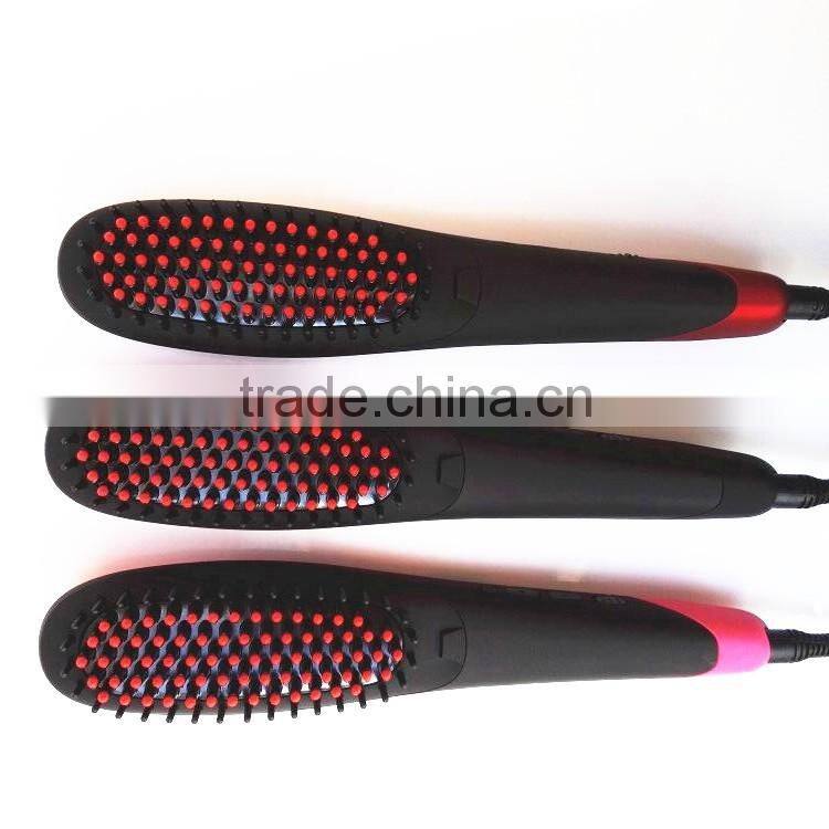 2016 New arrive ionic hair straightener brush with ceramic coating NASV hair straightening brush electric LCD hair straightening
