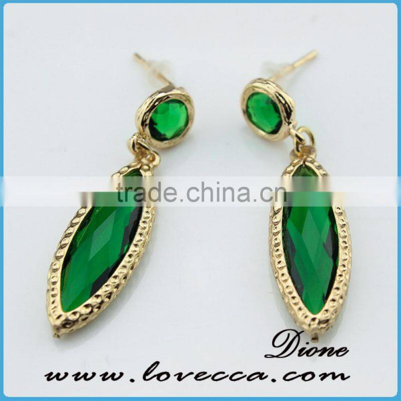 DIY Fashion jewelry Green bezel sets stones cheap drop earring crystal