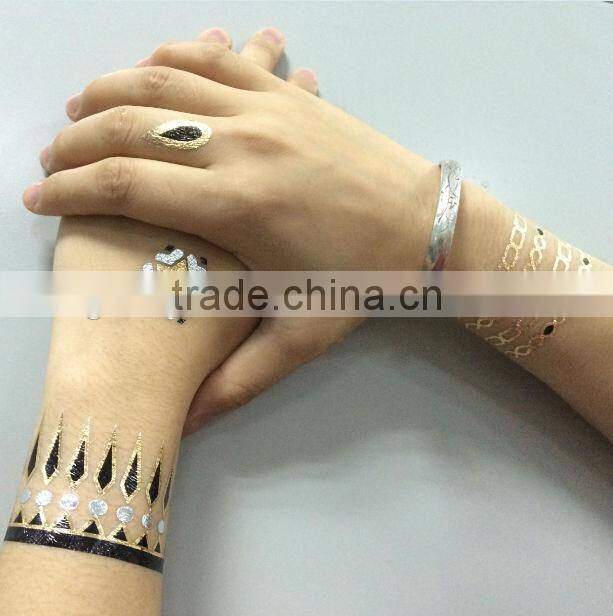 good quality gold stars gold lips temporary flash tattoos