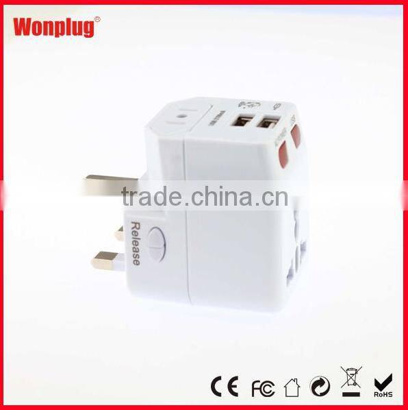 World travel adapter with dual USB with AU UK EU US plug