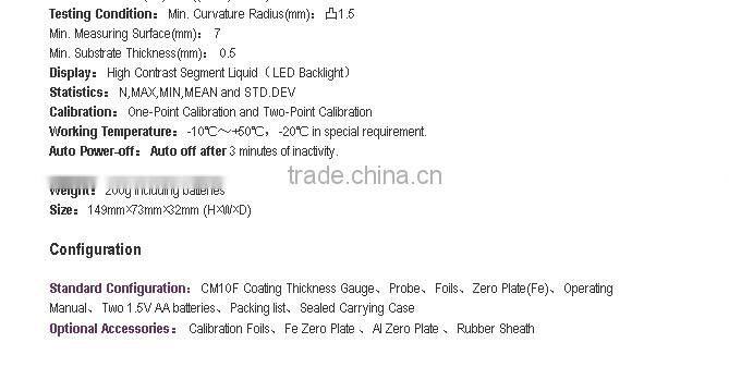 coating thickness meter tester gauge CM10F