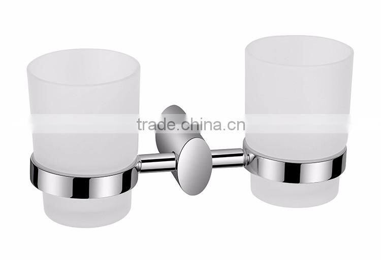 European style wall mouny glass double tumbler cup holder