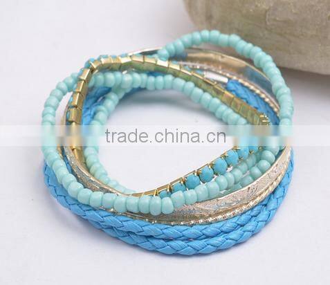 2016 Fashion hot Leather cord claw chains braided metal bracelets fashion bracelet