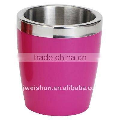 colorful round double -wall stainless steel ice bucket