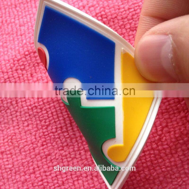 Delicate design soft feeling PVC rubber label with sewing lines border