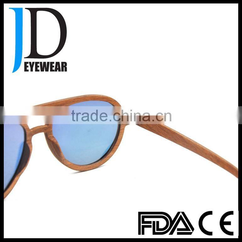 2016 new product gold mirror lens promotional wooden sunglasses china