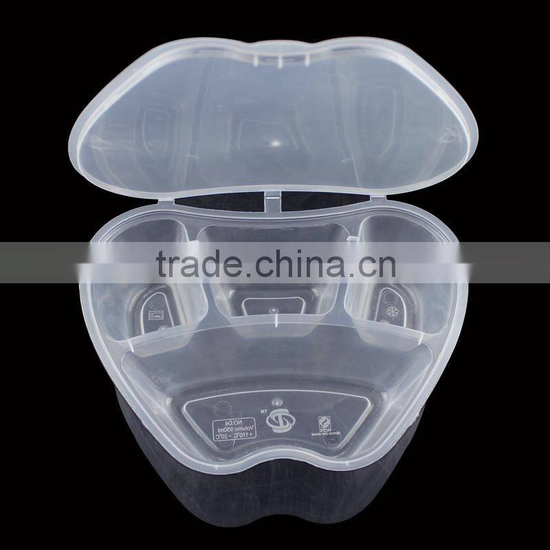 high quality plastic take-away food container with lid 1000ml apple -shape