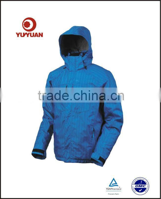 Popular style!Fashionable waterproof stripe ski jacket with hood