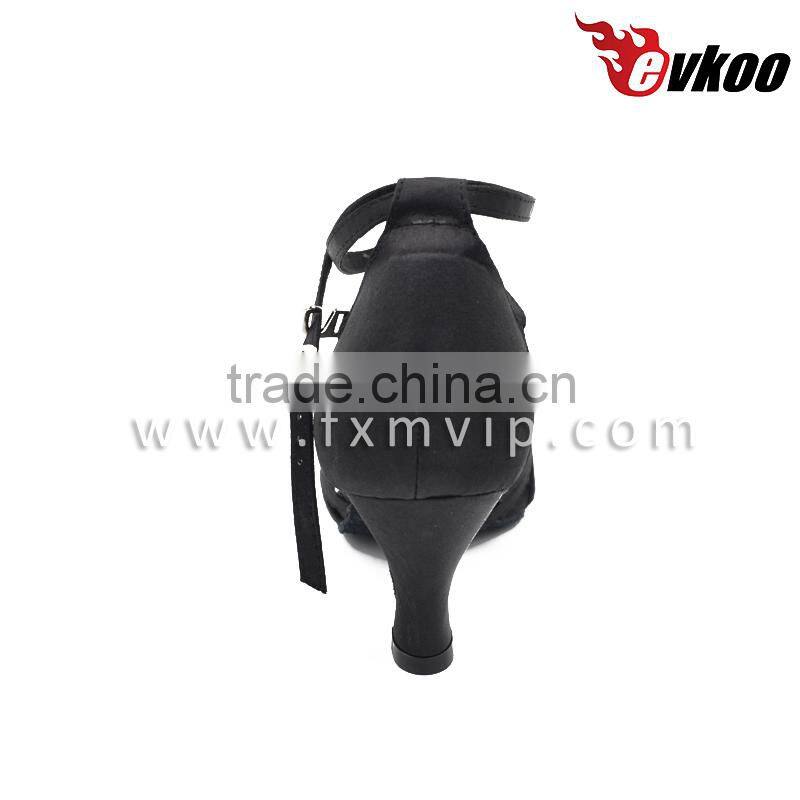 Cheap price High quality satin Latin salsa Ballet ballroom dance shoes black color flat heel girl dance shoes