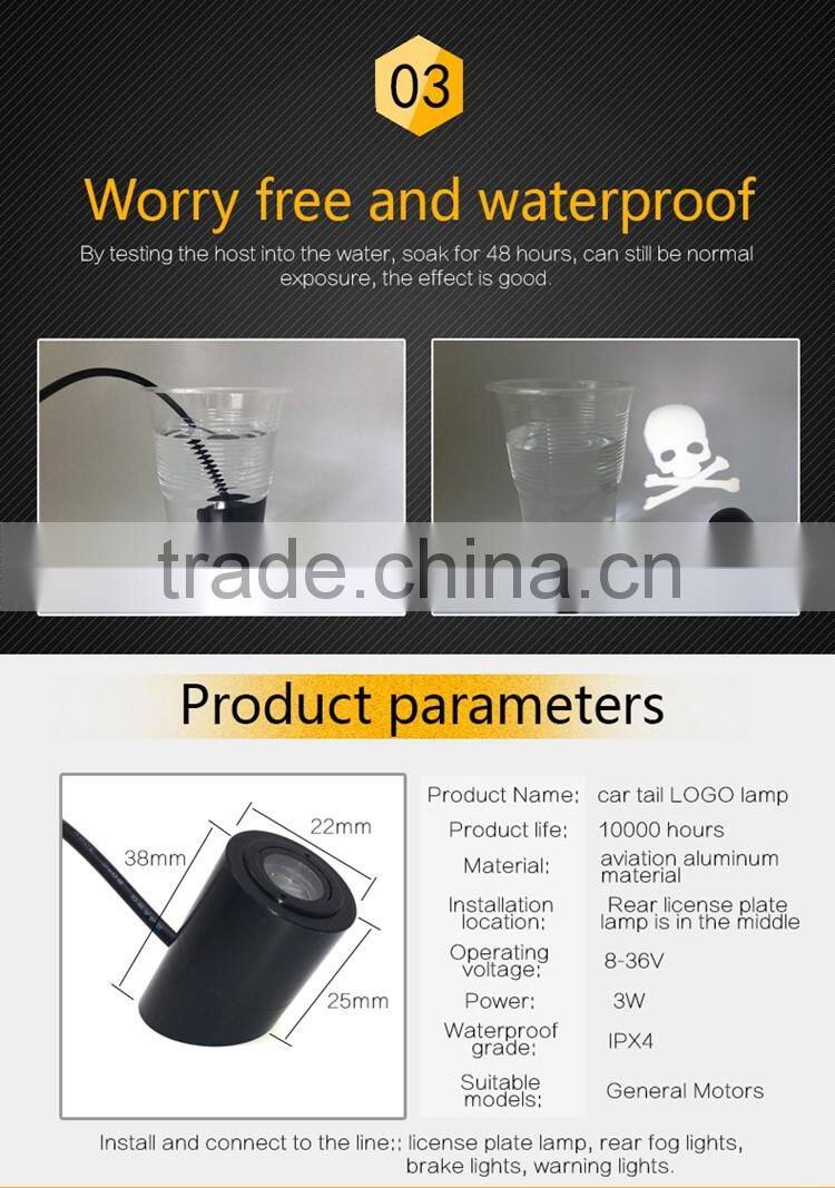 Red Car Led Laser Fog Light Rear Anti-Collision Brake Tail lights Warning Lamp logo brake light