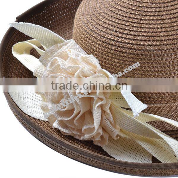 hot new products for 2014 Spring and summer Curling flower shade lady hate para straw hat and cap custom logo