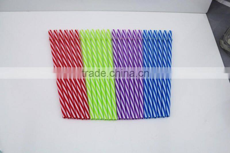 7.5*230mm pp colorful stripes drinking straw with circle