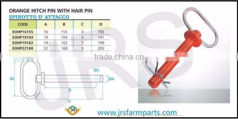 orange hitch pin along with Hair pin JRS