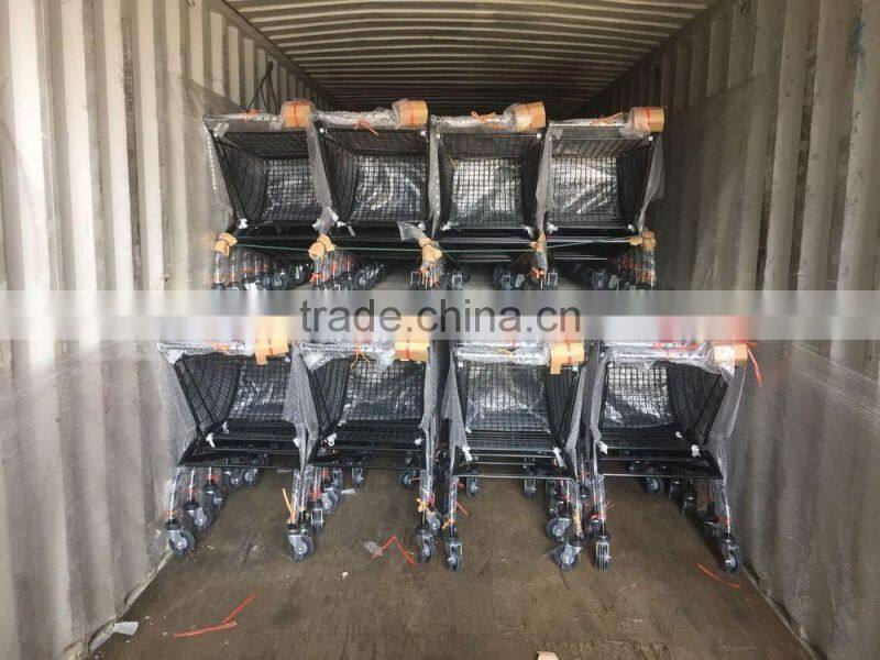 wheeled shopping basket trolley with custom coin locks