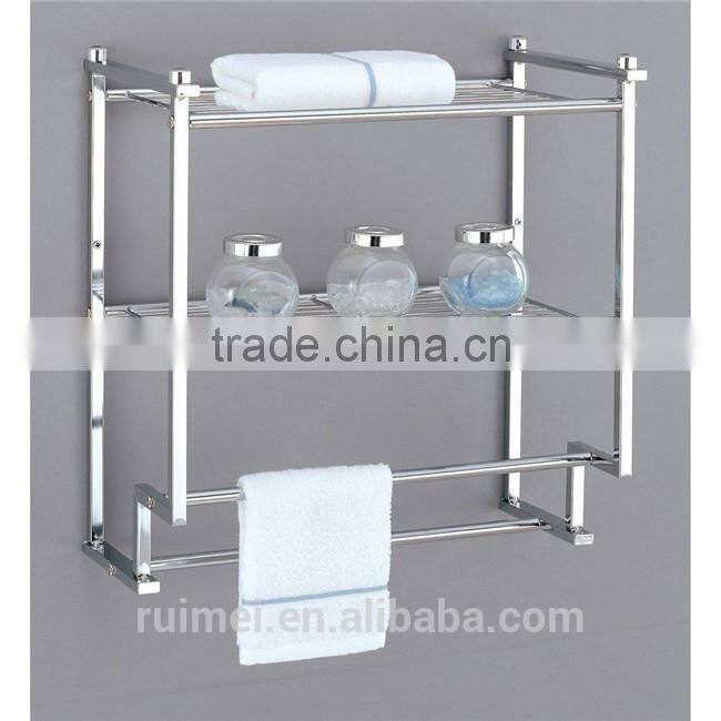Stainless steel wall with folding towel rack