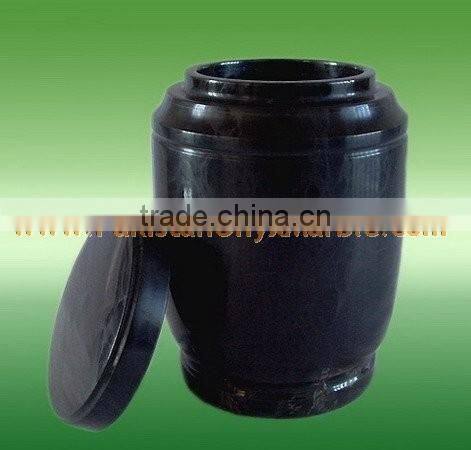 DECORATIVE JET BLACK MARBLE URNS