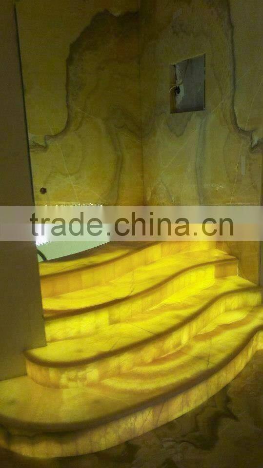 PAKISTAN SUPPLIER BACKLIT ONYX STAIRS STEPS RISERS & BALUSTRADE