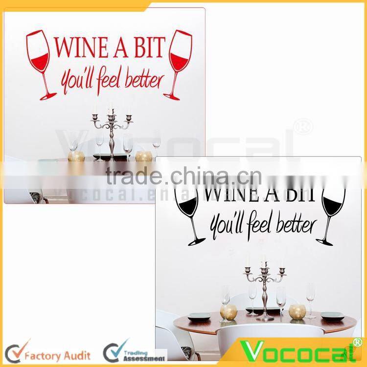 Wine A Bit Kitchen Vinyl Wall Quote Sticker English Proverb Words Wall Lettering Decals Family Decors Mural Art Adhesive Decals