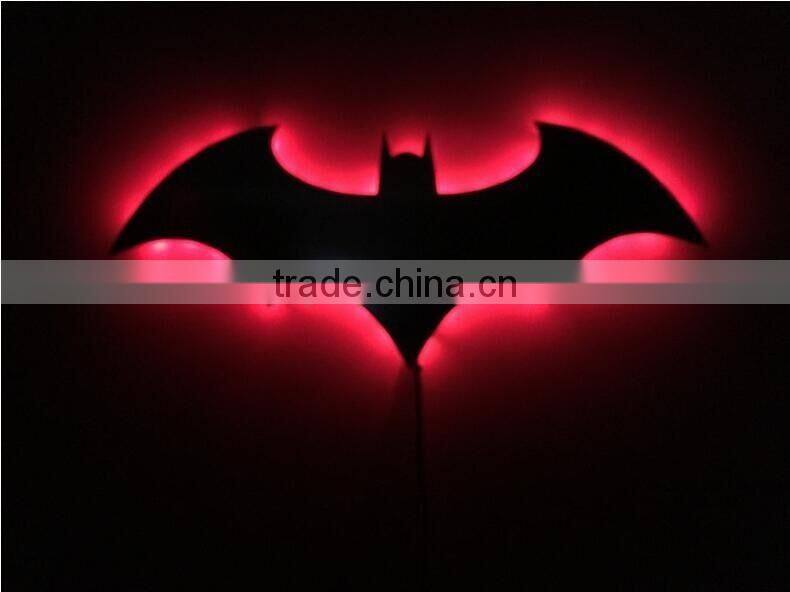 New Arrival Creative Bat Mirror Wall Lamp Batman Shape Mirror With Remote Control LED Colorful Lamp Decorative Mirror Lamp