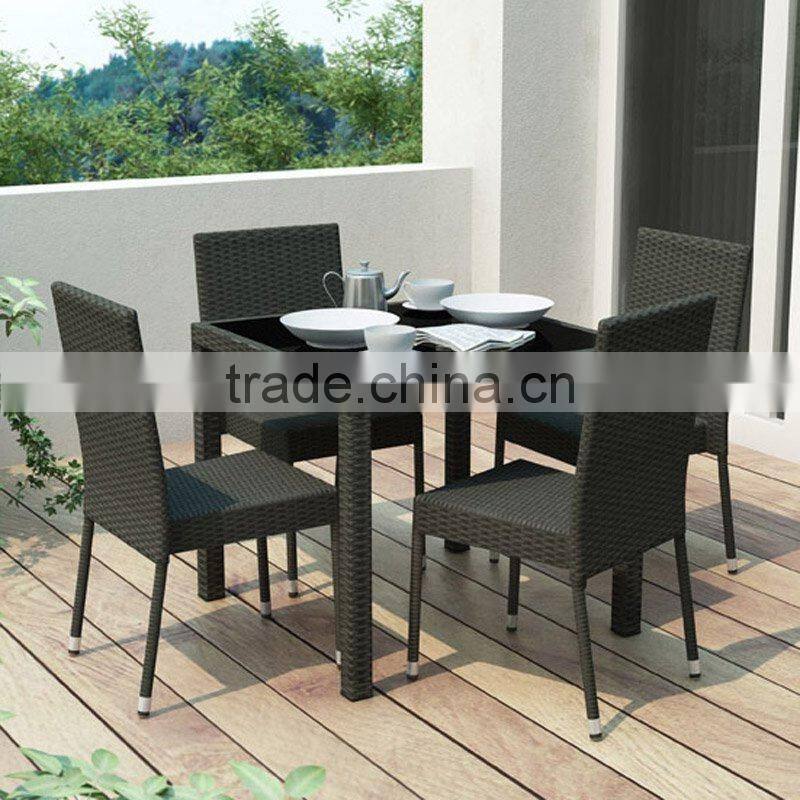 2017 Trade Assurance Hot Sale Customized pe black rattan resin wicker dining table set designs