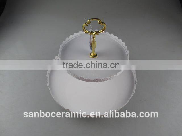 Pure White Double - Layer Metal Wedding Cake Holder