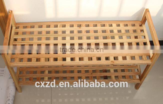 high quality simple design two-tier walnut shoe rack