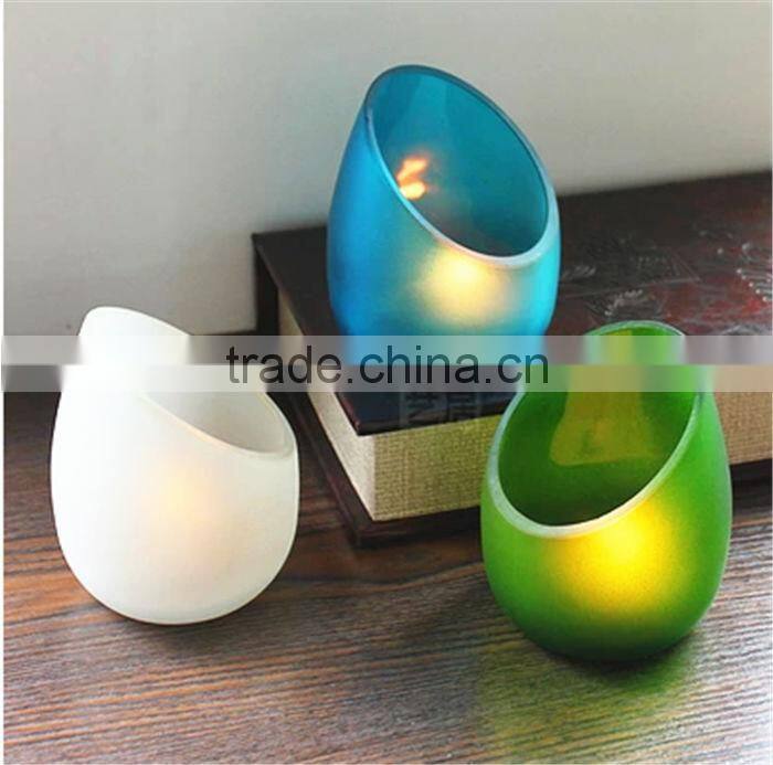 3oz frosted glass candle holder with Tea light